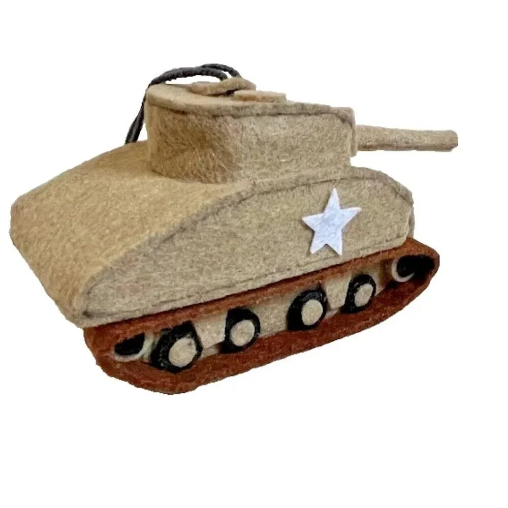 NEW Handcrafted US Army Sherman Tank Wool Felt Model Ornament